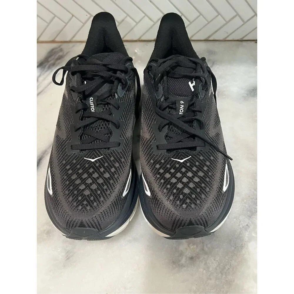 HOKA ONE ONE Clifton 9 Men’s Size 10 Black White Running Shoes EU 44